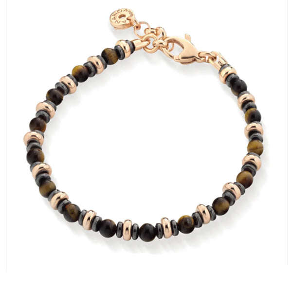 Bracciale Unisex Ananda.925 occhio di tigre  Argento rosè  A-QBR012.BR